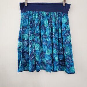 Rachel Pally Womens Blue Floral Pull On Mini Skirt Size XS Wide Band Art To Wear